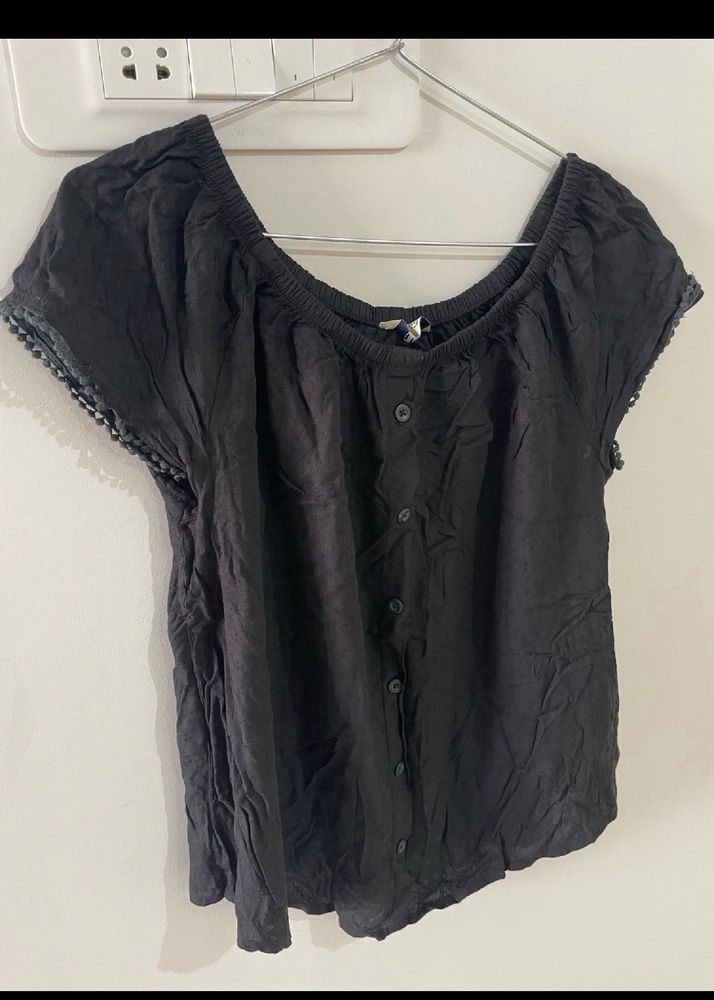 Black Drop Shoulder Top