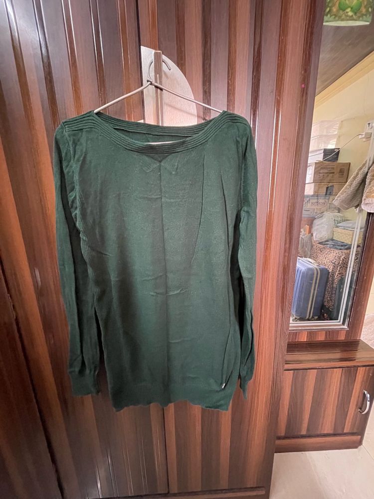 Bottle Green Color Winter Wear Top