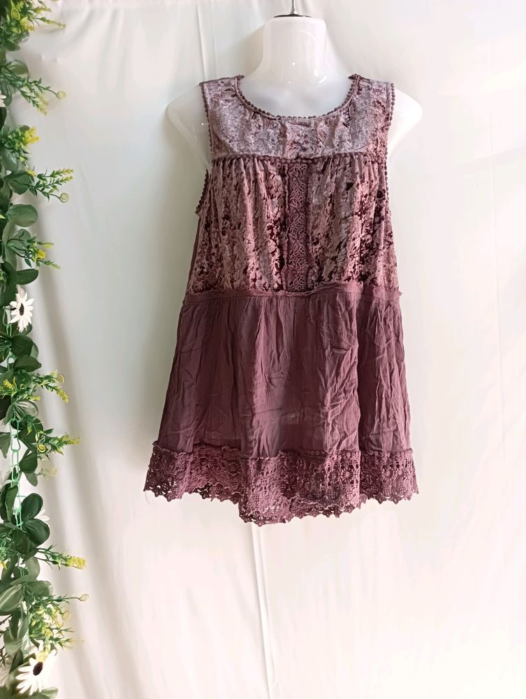 Knox Rose Purple Velvet & Lace Dress