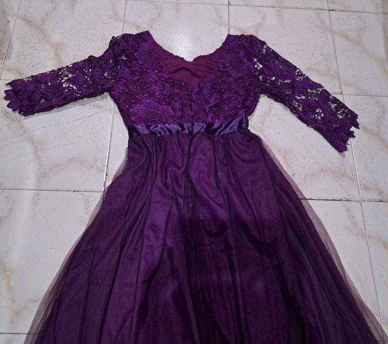 Purple Lace Net Gown