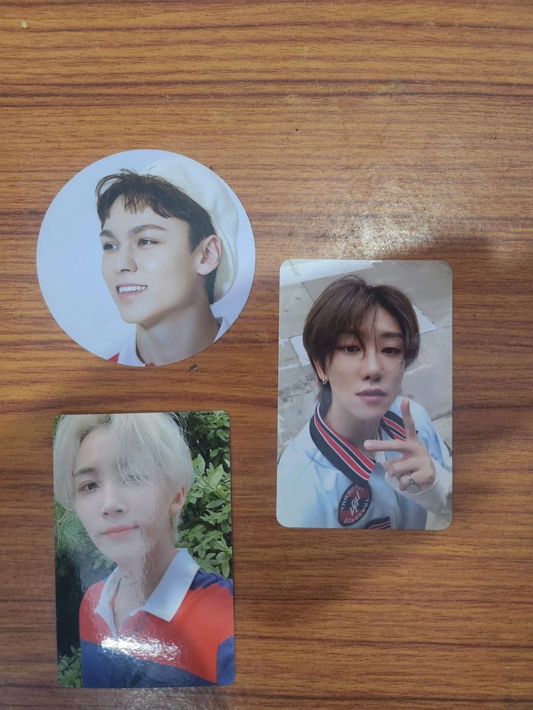 The8, Jeonghan, Vernon: Seventeen Photocards.
