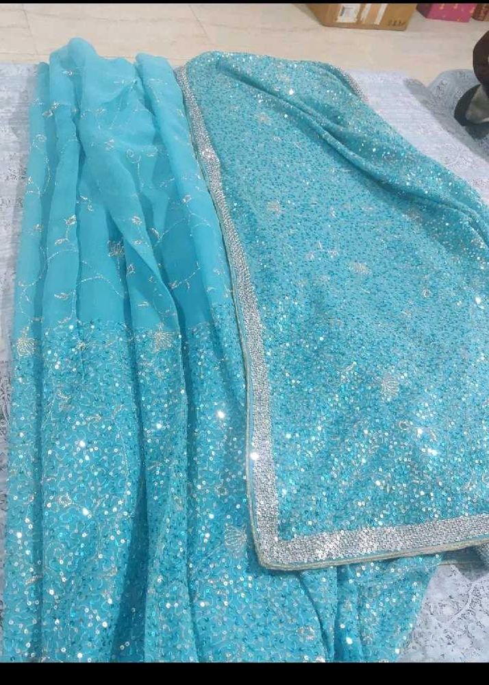 Blue Sequence Saree