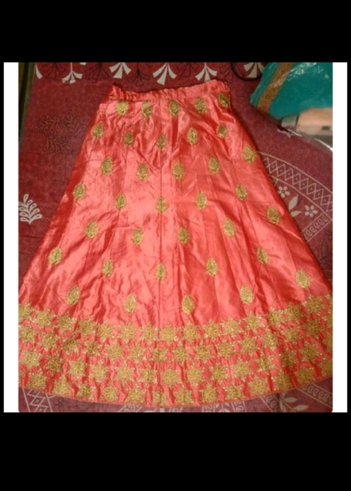 Lahenga Choli Dark Orange With Full Embriodery