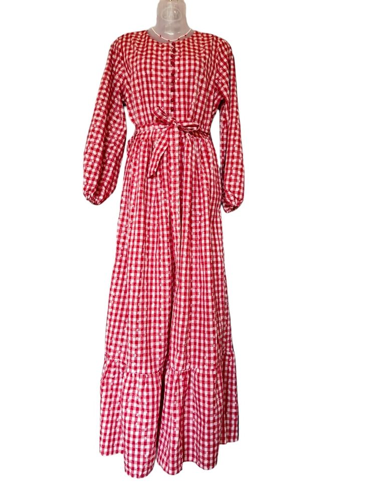 Red Checkered Maxi Dress 🎀