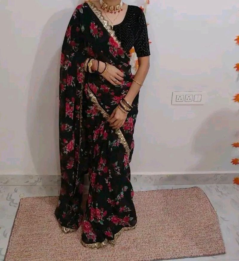 Party Wear Floral Saree