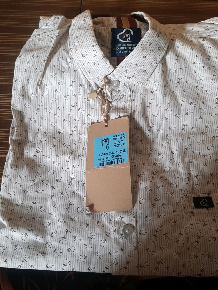 While Cotton Shirt With Tag