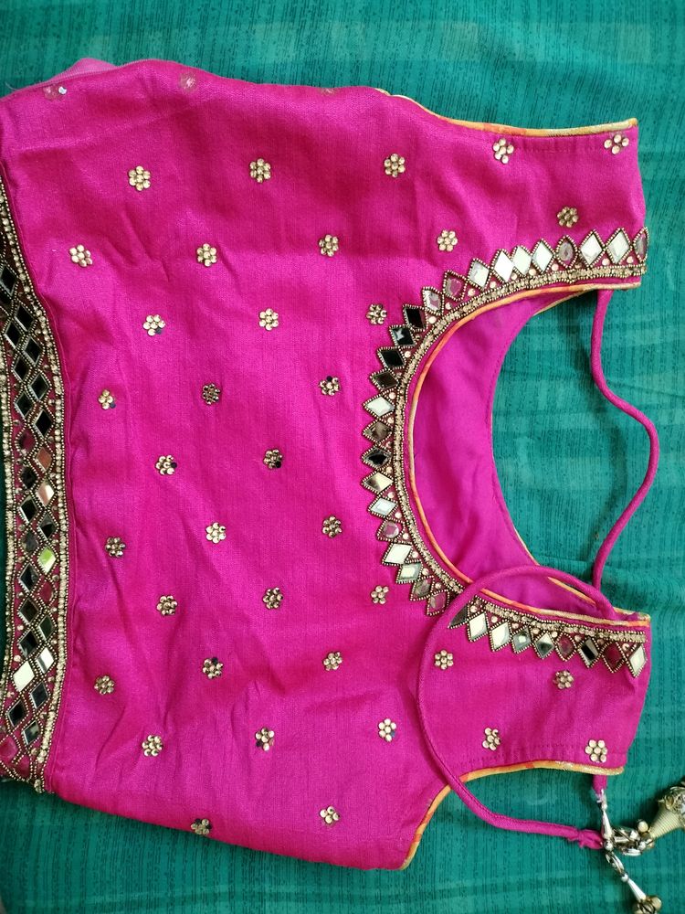 Pink And Orange Lehenga.