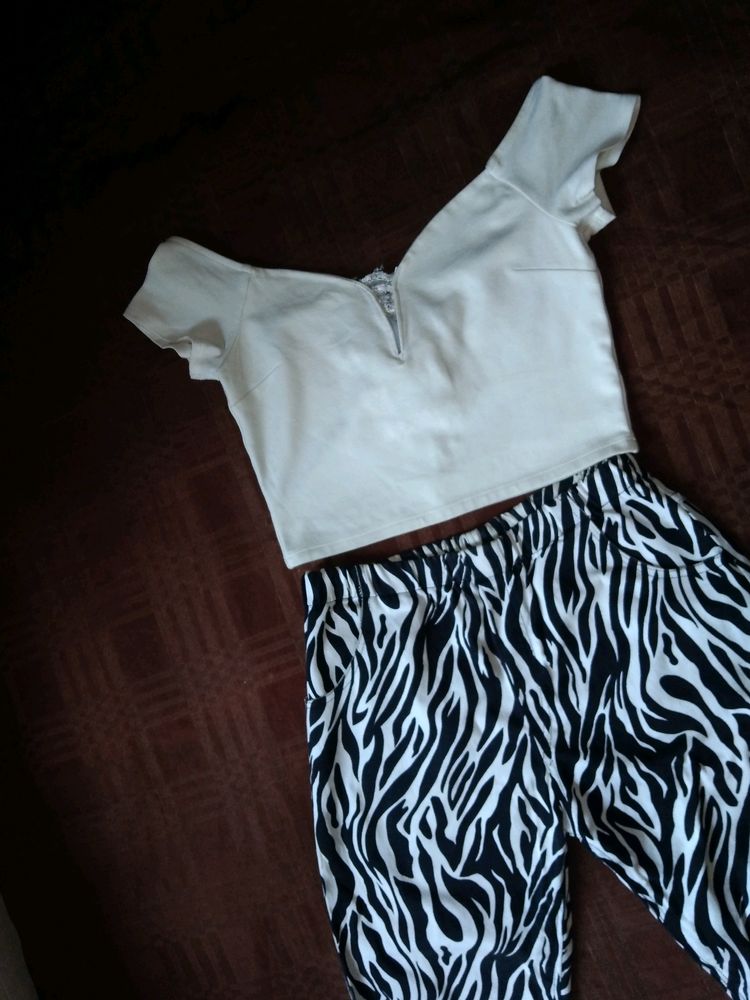 Top And Skinny Zebra Printed Pant