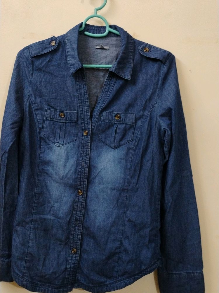 Navy Blue Denim Shirt