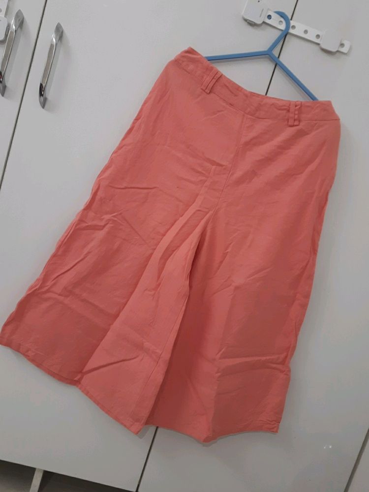 Stylish Peach Colored Pant With Belt Plazo Style C