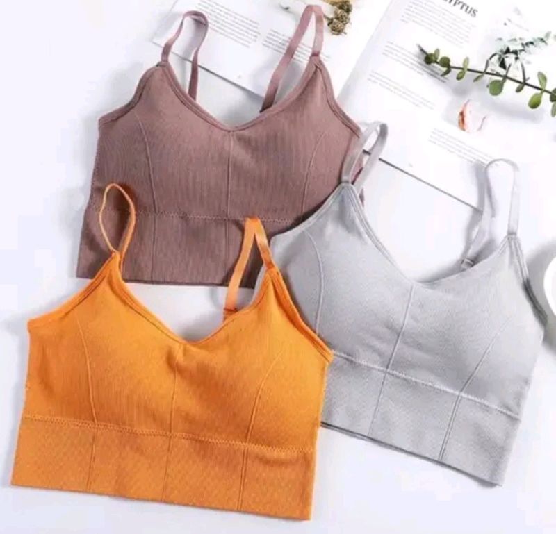 Set Of 3 Cotton Sports Bra