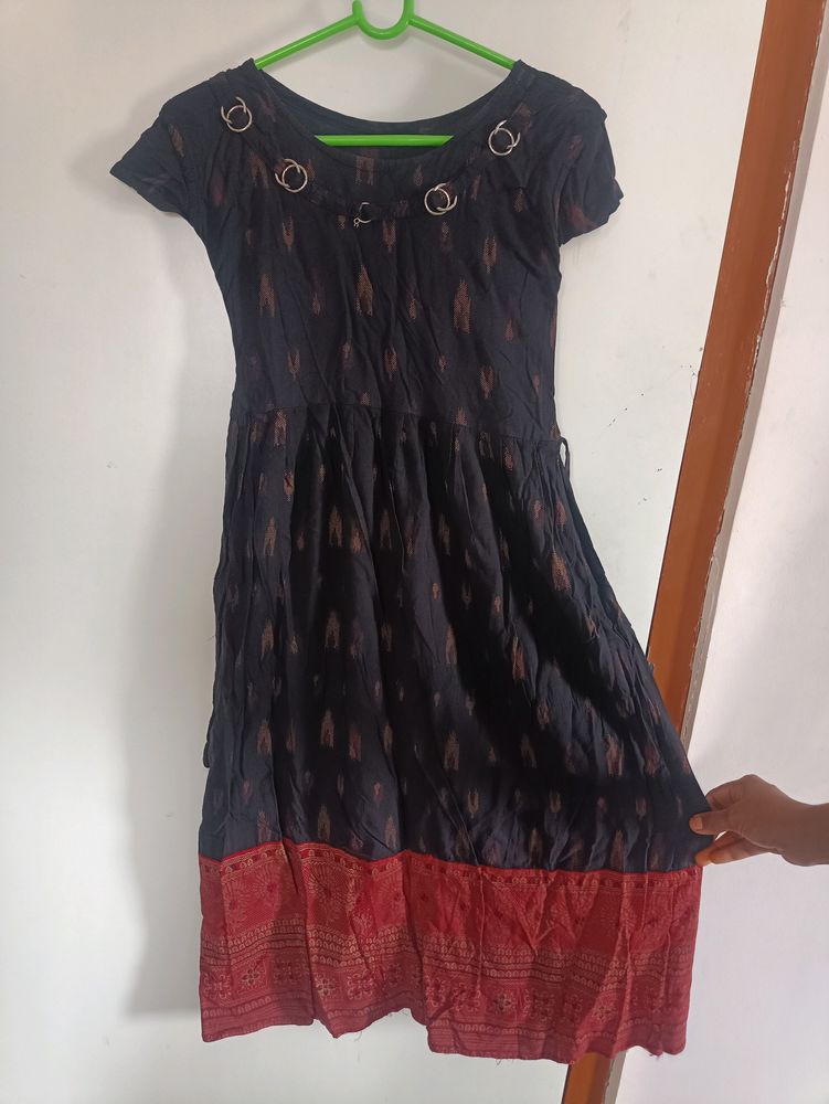 Black And Red Printed Kurta