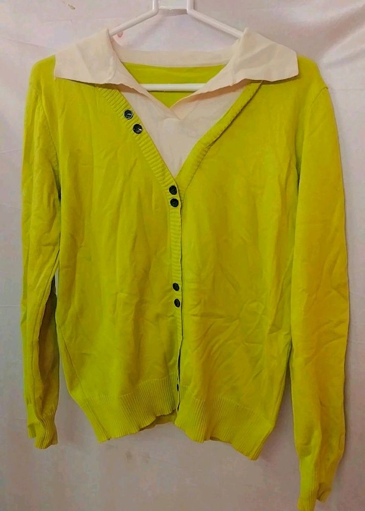 Lime Shirt Style Sweatshirt