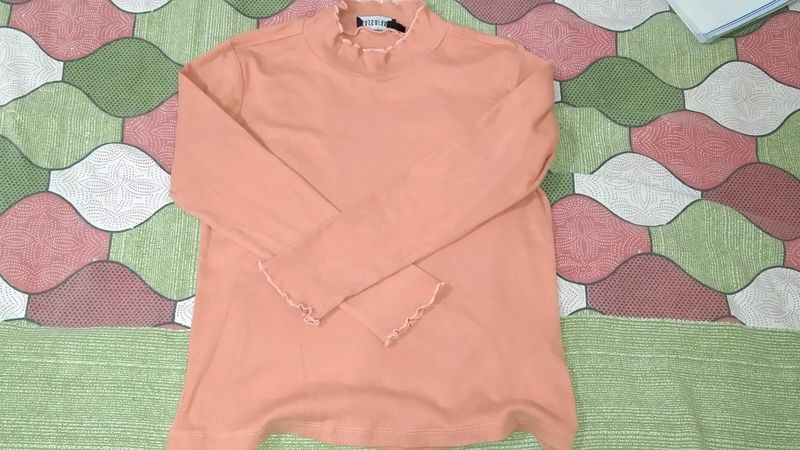 Peach-Coloured High-Neck Top