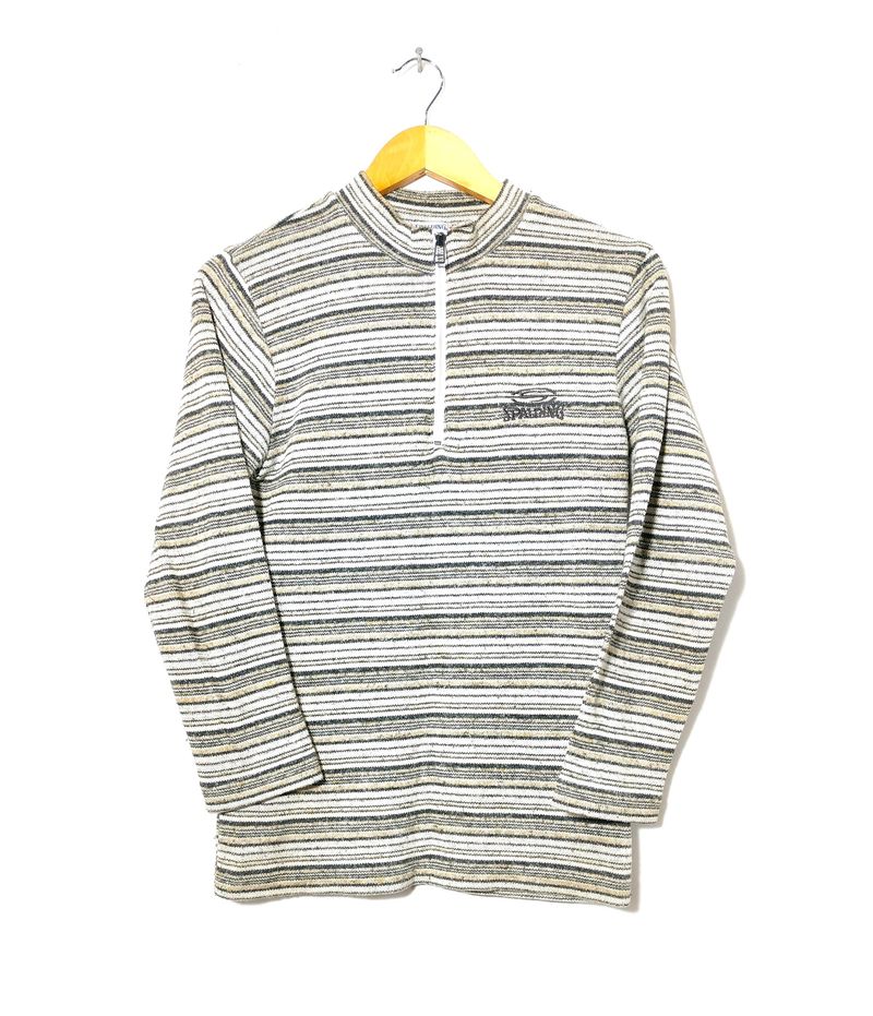 "Spalding Striped Quarter Zip Knit Pullover"