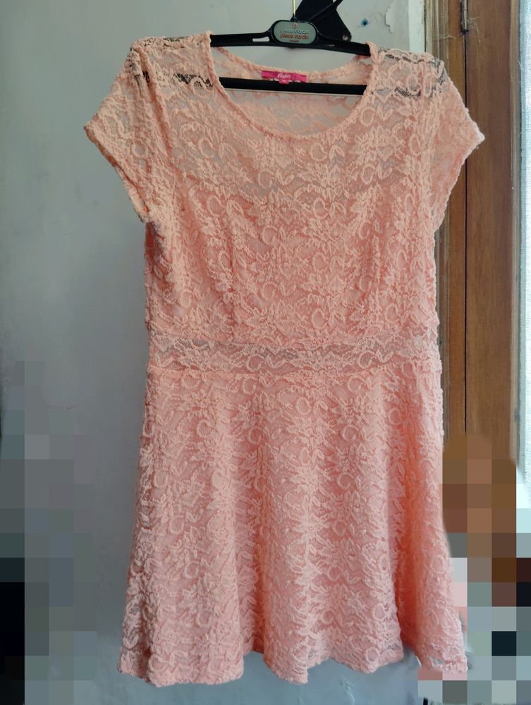 Pink Sheer Net Dress