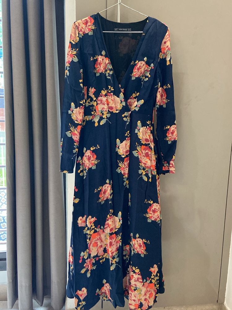 Zara Floral Midi Wrap Dress