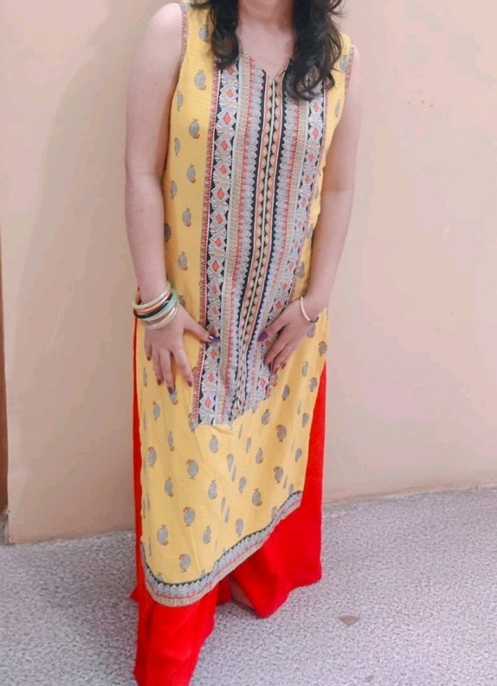 Yellow Cut Sleeves Kurti