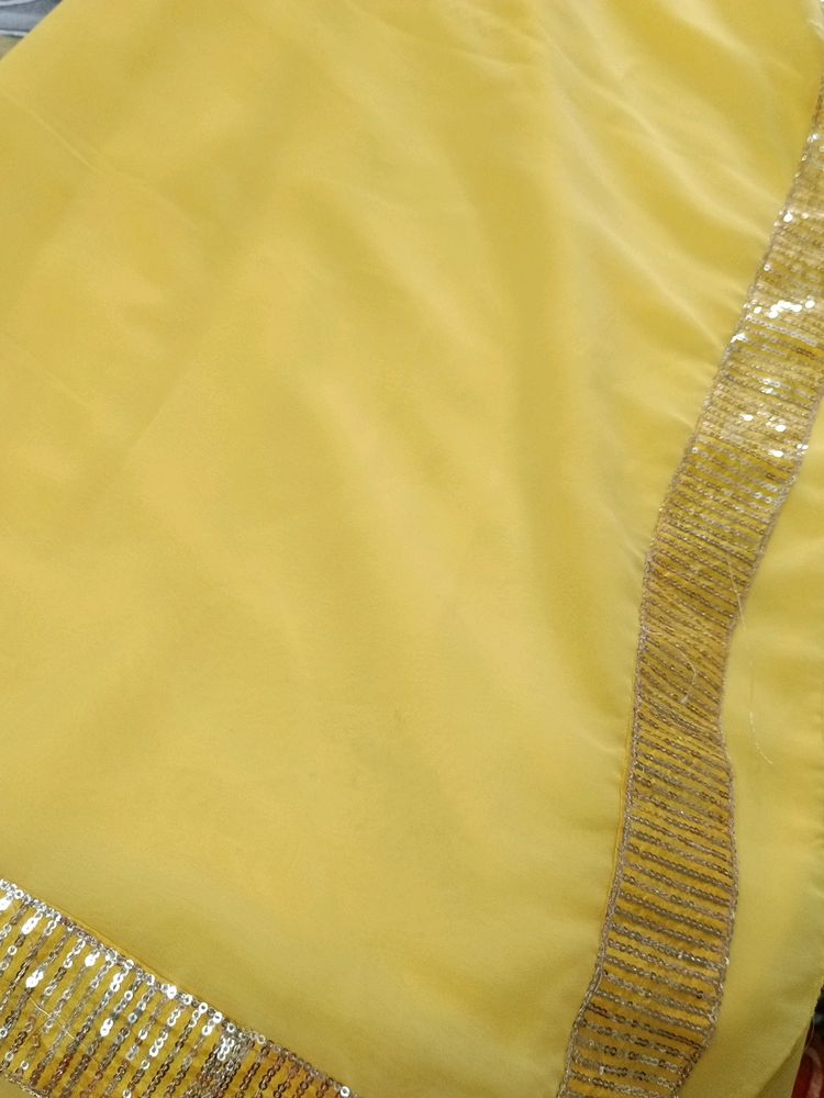 Yellow Chiffon Saree