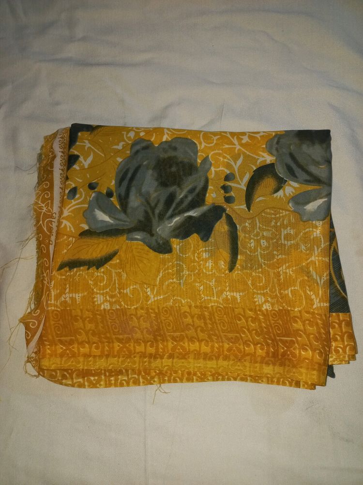 New Mustard Coloured Printed Saree