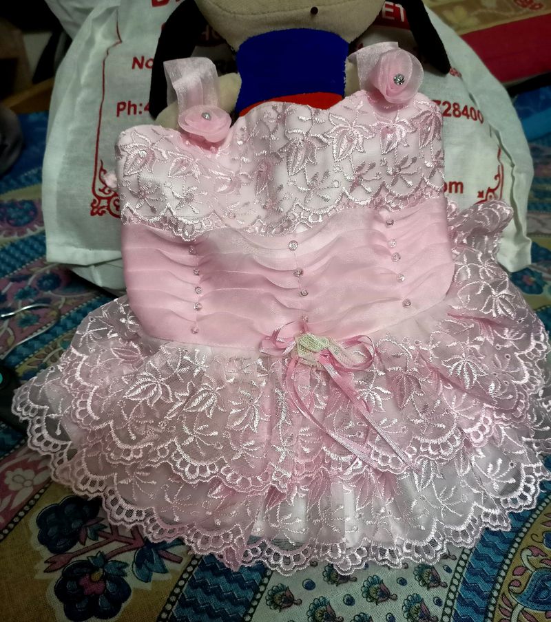 Baby Pink Frock With Gift Box