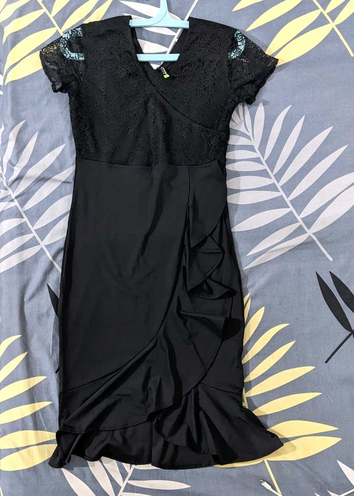 Black V-neck Dress