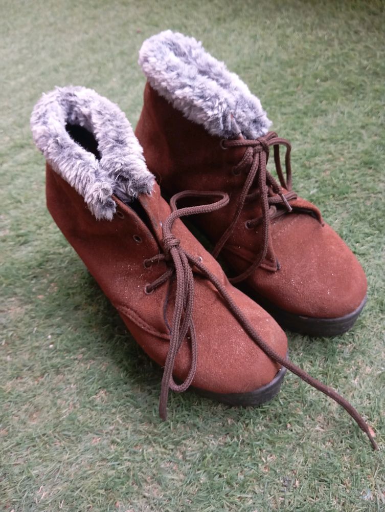 Brown Winter Heel Boots For Women