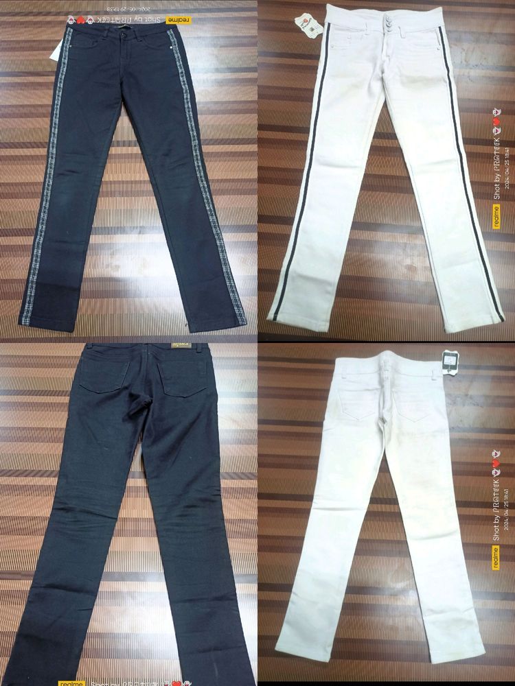 (J-06) 28 Size High Waist 2 Pc Combo Jeans