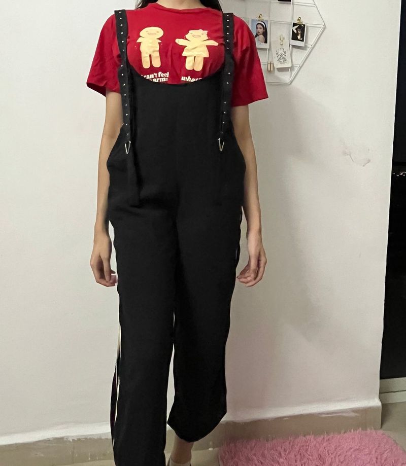 Black Designer Dungarees; In Good Condition