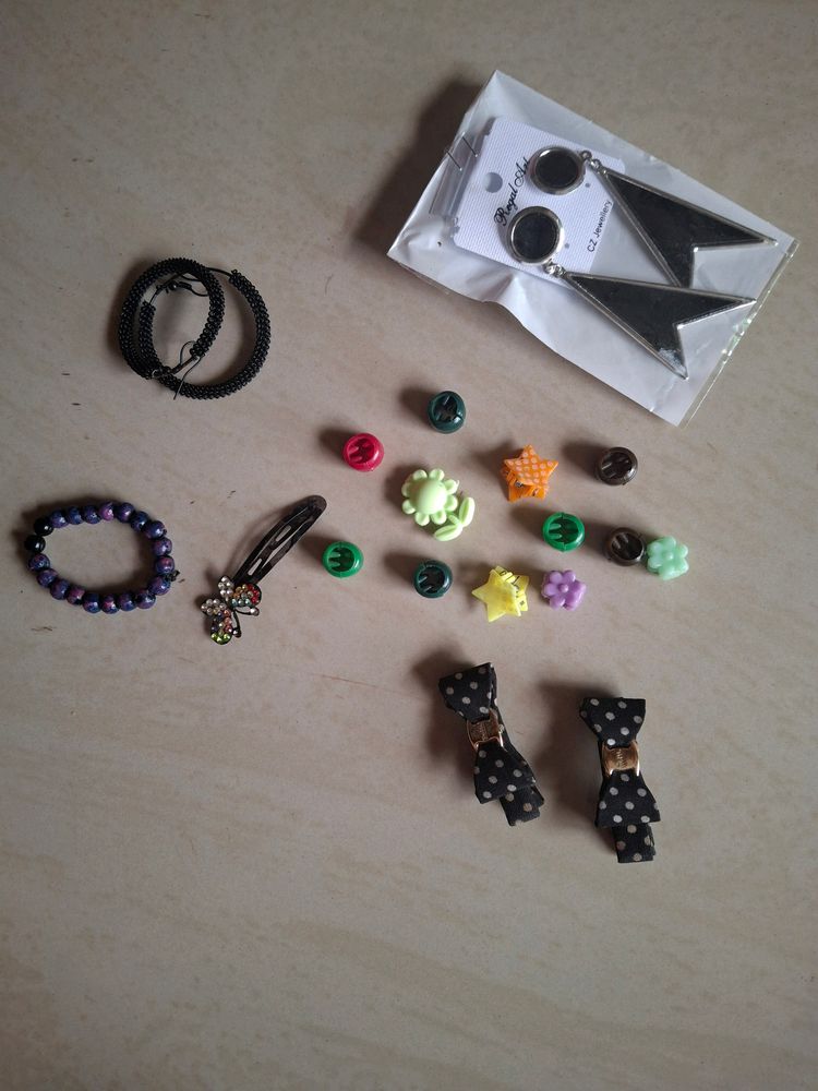 Combo Of Ear Rings,Hair Clips And Bracelet.