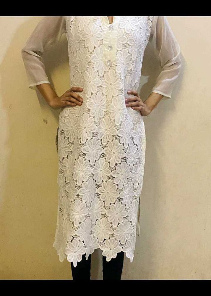 White Net Kurti