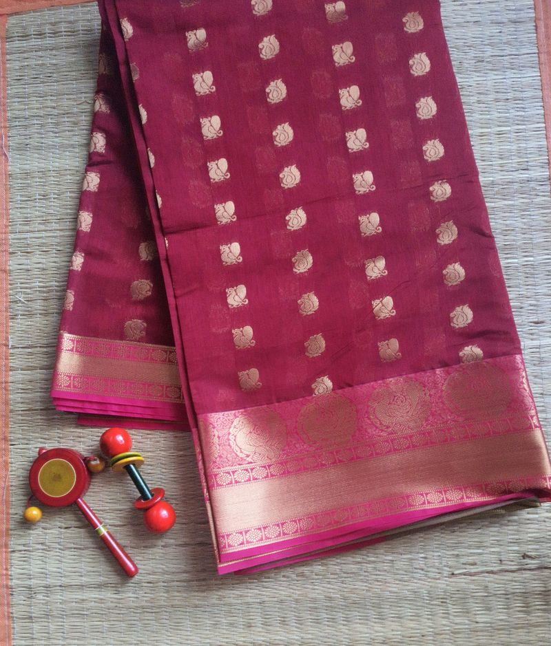 Red And Green Silk Cotton Saree