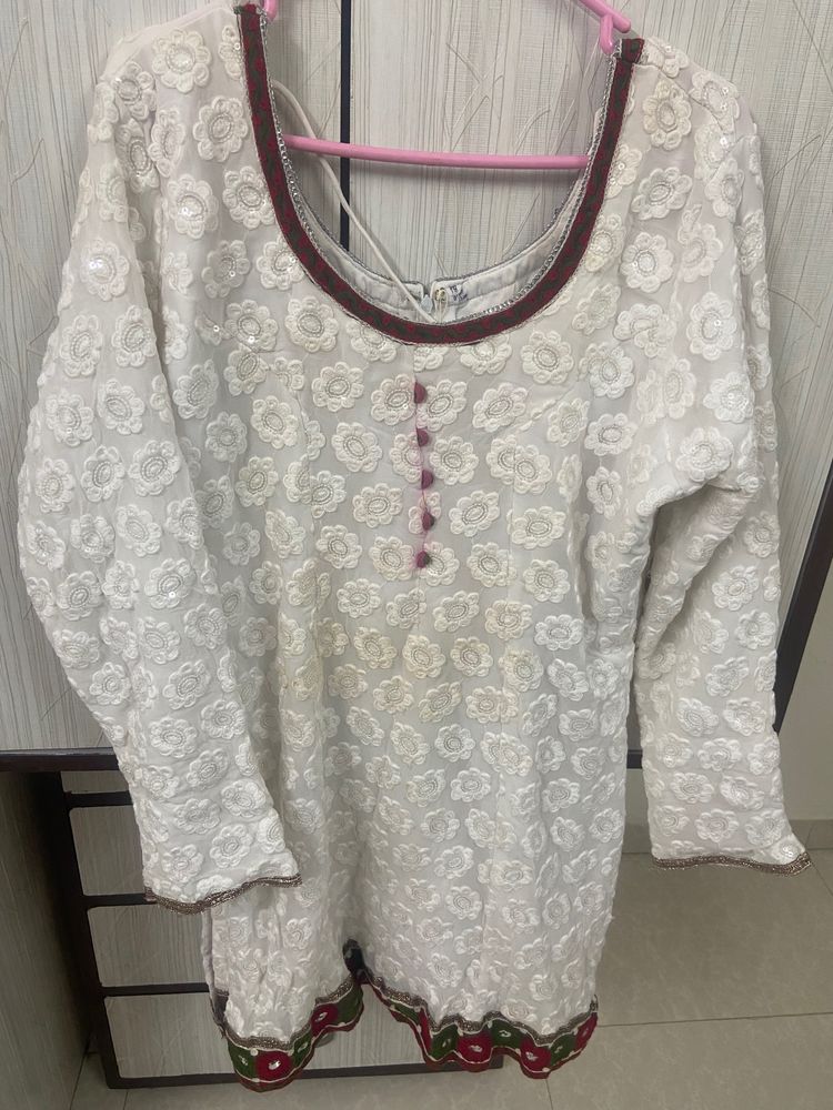 White fully embroidered top With Palazoo