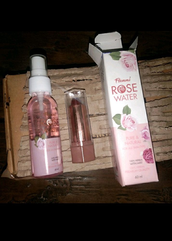 Rose Water Skin Care And Lipstick