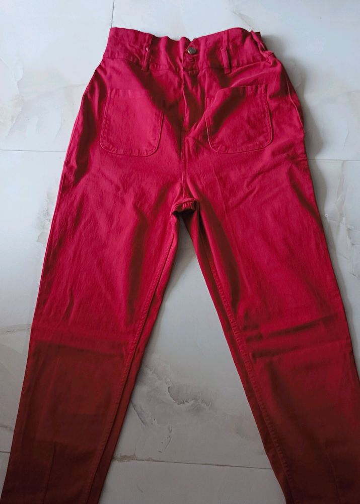 mom fit jeans, maroon colour, good condition