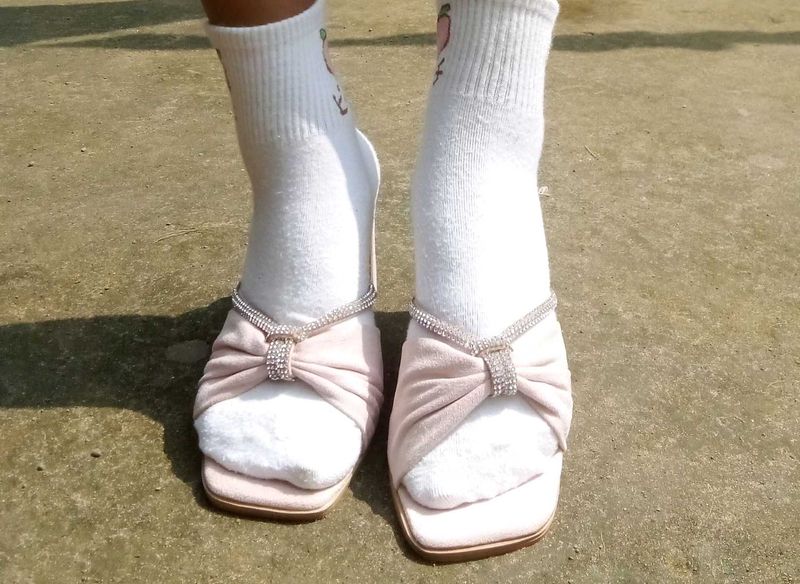 Baby Pink Velvet Bow Heels