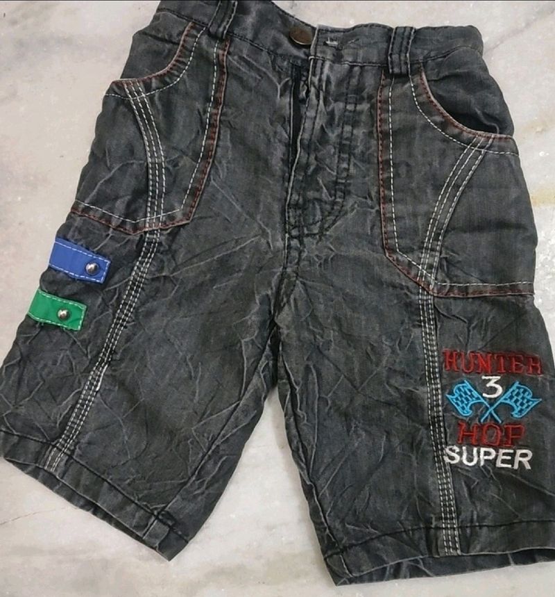 Charcoal Denim Shorts For Baby Boy 2- 3 Year