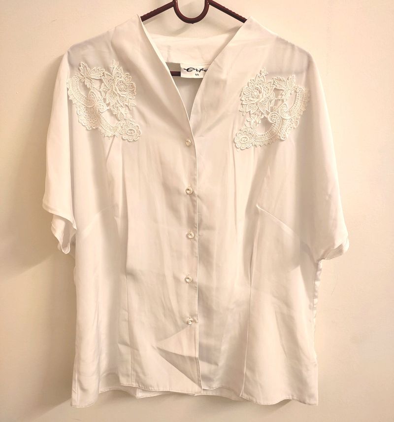 Korean White Free Size Tops