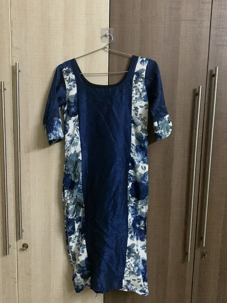 Navy Blue Kurti With 3/4 Sleeve