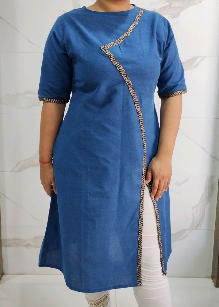 Solid navy blue kurta