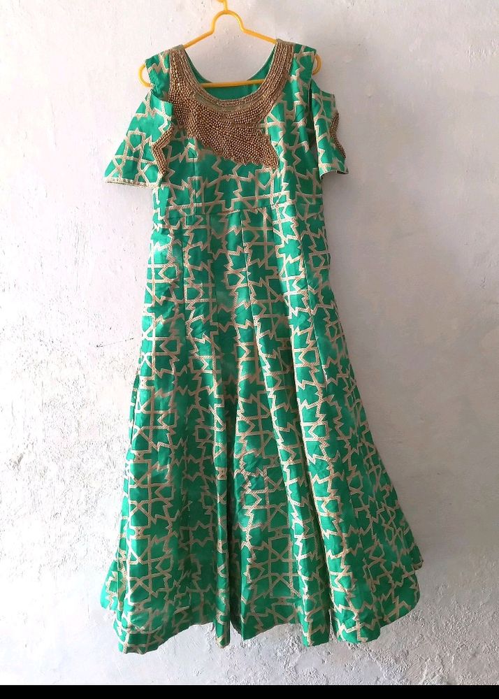 ✔️Sea Green Ethnic Gown 🤩