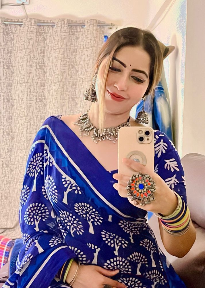 Blue Printed Saree