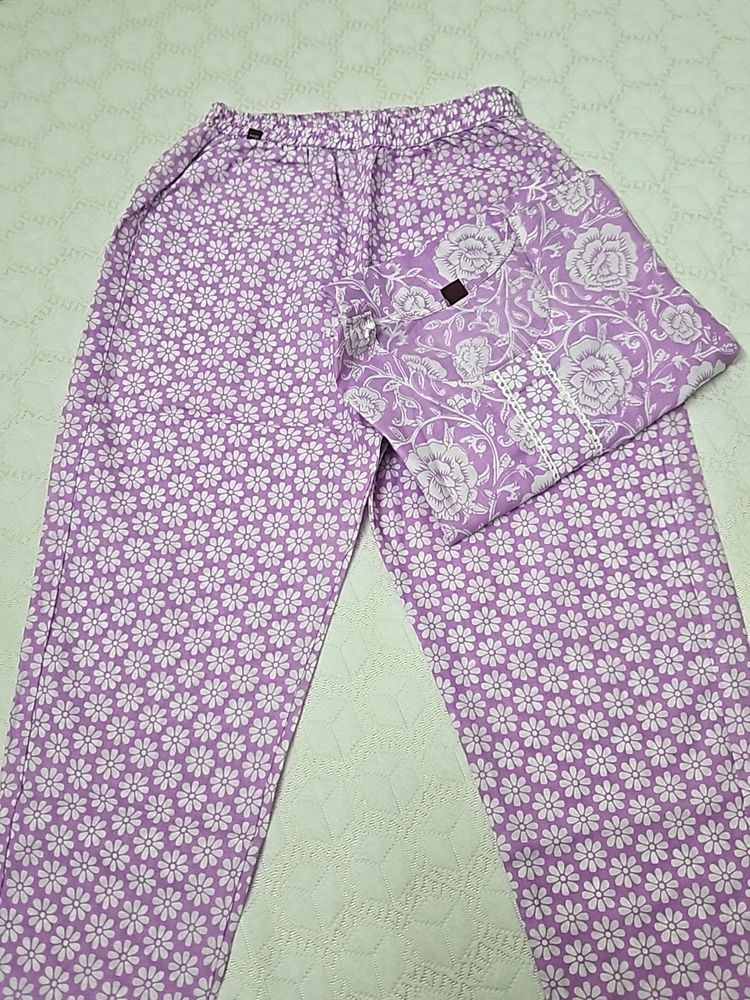 Magenta Cotton Kurta Set