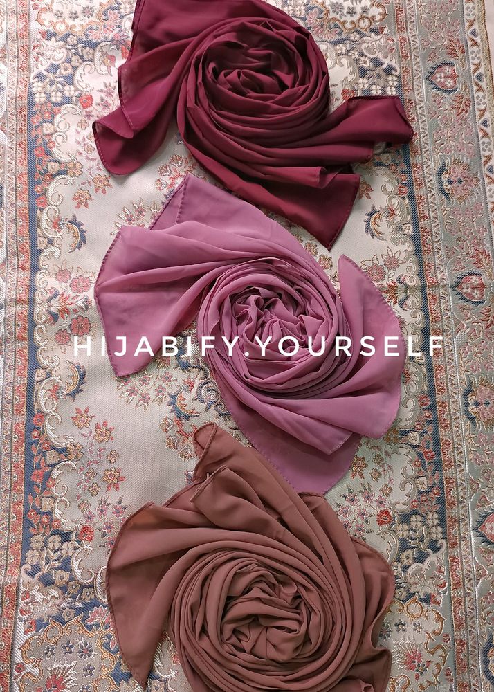 Combo Of 3 Purple Hijabs/scarfs 💜