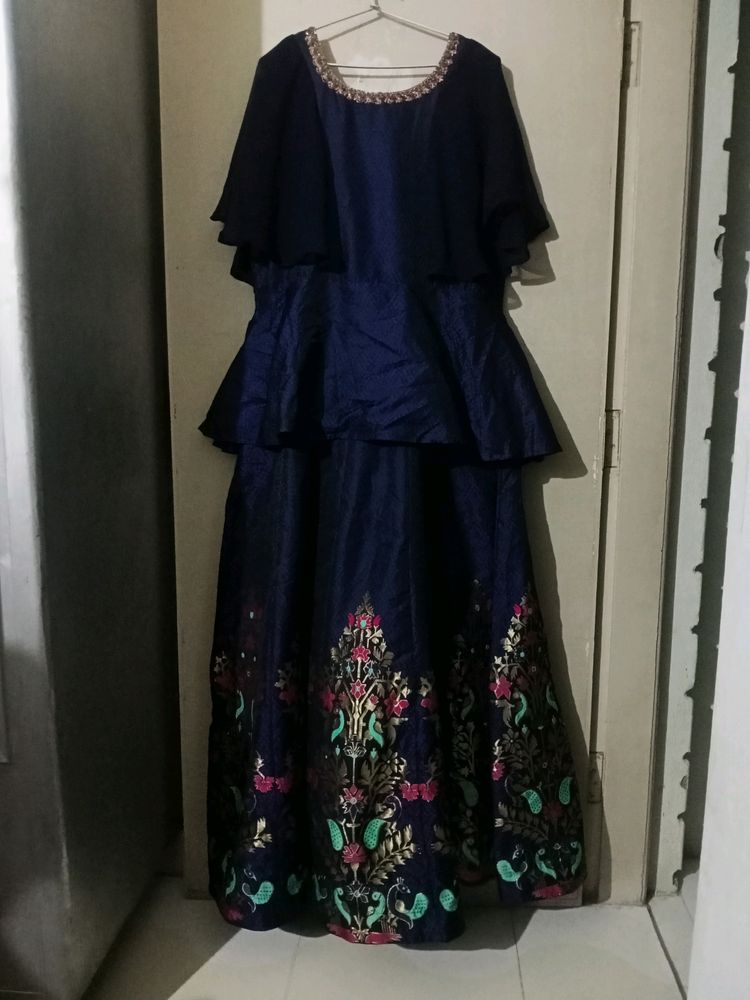 Navy Blue Gown Flared