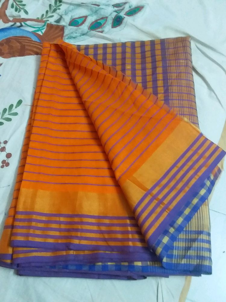 New unused Oramge Purple Saree