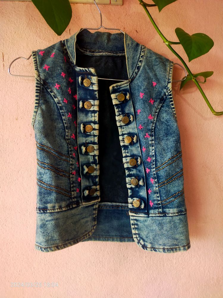 Denim Jacket With Hand Embroidery