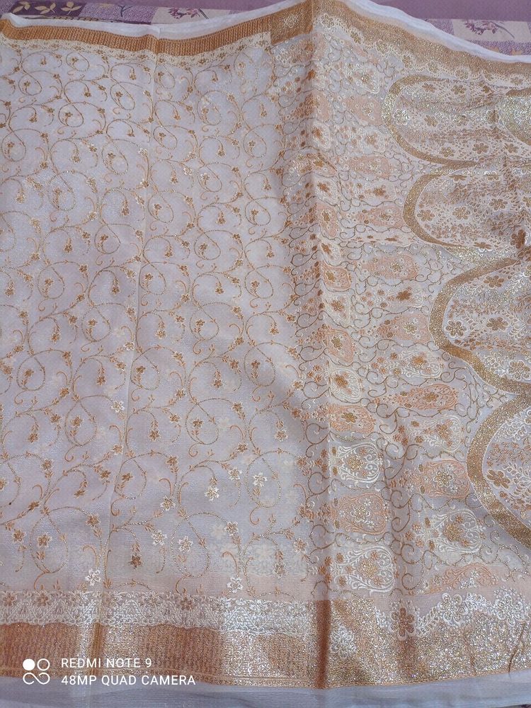 half white  glitter saree