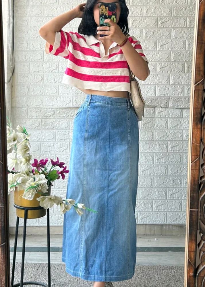 Blue Korean Denim Skirt