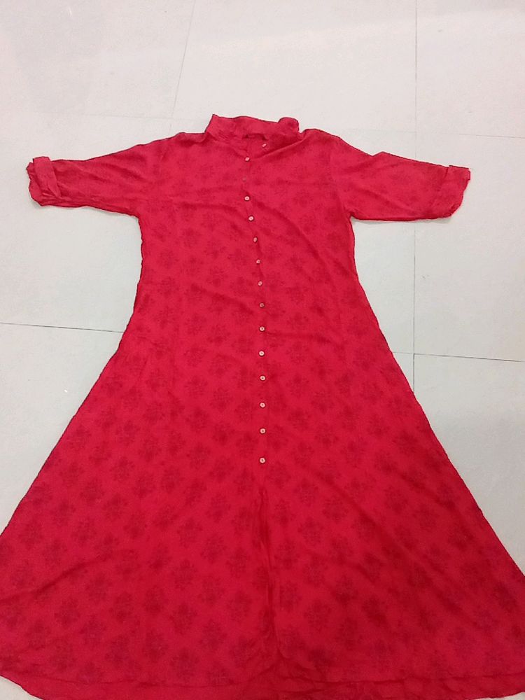 Red Aline Dress Collar Neck XXL SIZE